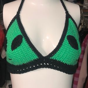 Alien knitted bra top, size L, handmade, worn once
